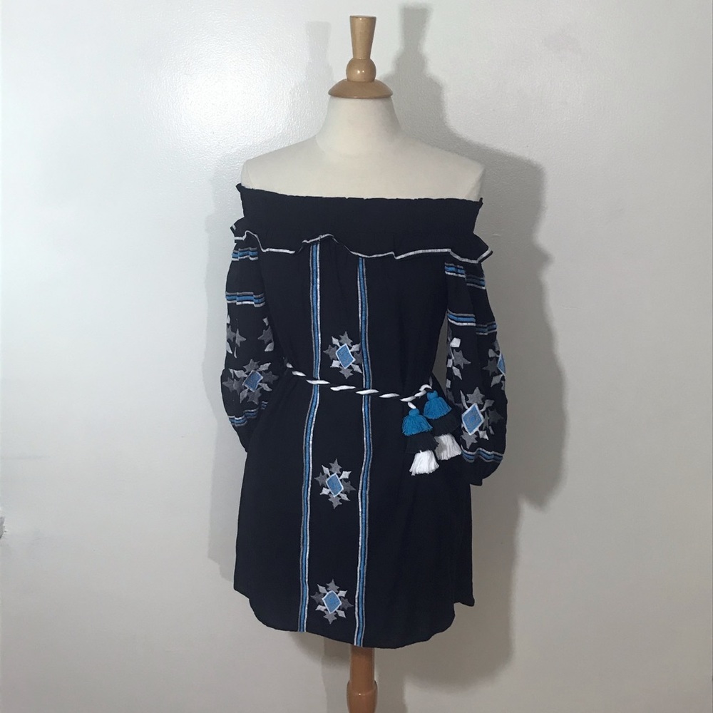 MISA Los Angeles Natalie Off-Shoulder Dress BLACK